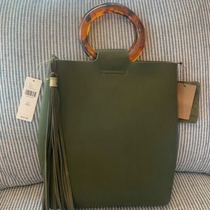 Anthropologie Tortoise and Moss Green Handbag